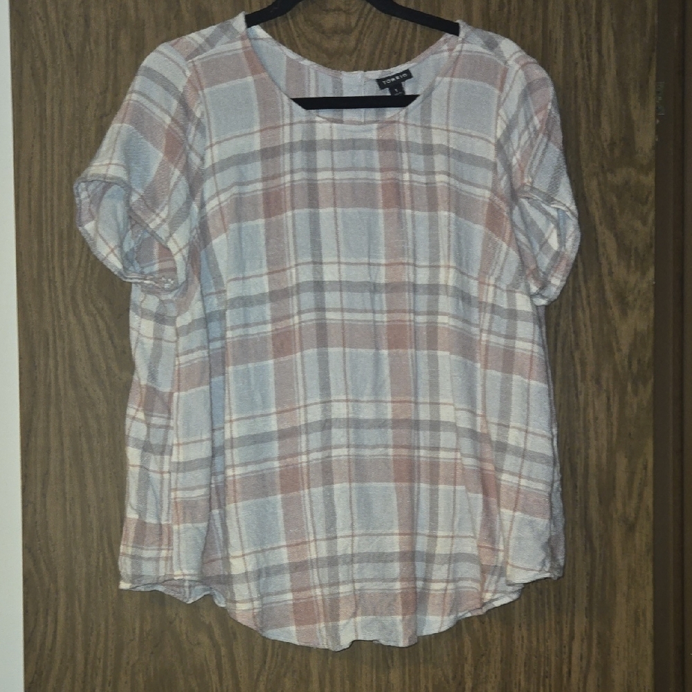 Torrid Woven Button Back Plaid Top